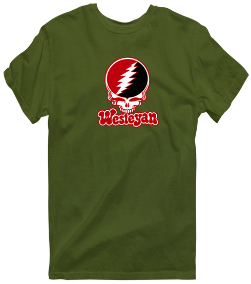 Wesleyan Stealie Premium Unisex T-Shirt — Design: Wesleyan University — Military Green