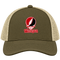 Wesleyan Stealie Premium Unisex Trucker Cap — Design: Wesleyan University — Moss/Khaki