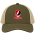 Wesleyan Stealie Premium Unisex Trucker Cap — Design: Wesleyan University — Moss/Khaki