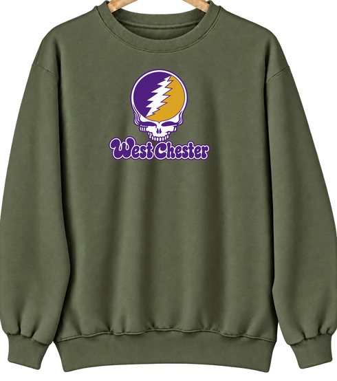 West Chester Stealie Premium Unisex Crewneck — Design: West Chester University — Military Green