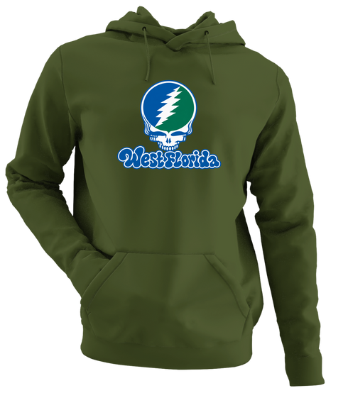 West Florida Stealie Premium Unisex Hoodie — Design: West Florida University of — Military Green