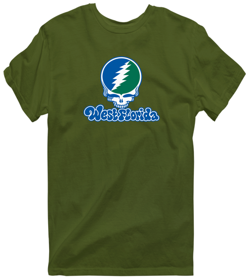 West Florida Stealie Premium Unisex T-Shirt — Design: West Florida University of — Military Green