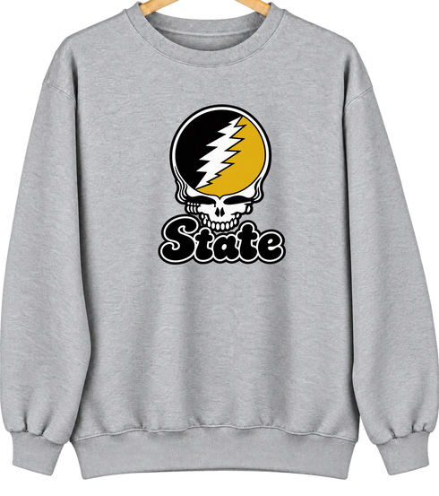 West Virgina Stealie Premium Unisex Crewneck — Design: West Virginia State University — Sport Grey