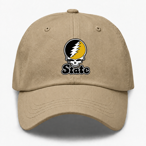 West Virgina Stealie Premium Unisex Dad Hat — Design: West Virginia State University — Khaki