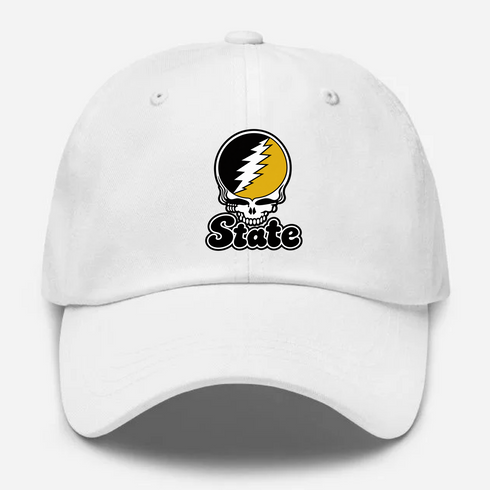West Virgina Stealie Premium Unisex Dad Hat — Design: West Virginia State University — White