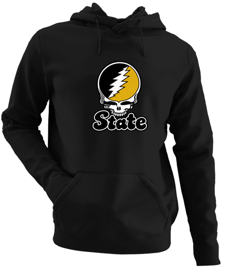 West Virgina Stealie Premium Unisex Hoodie — Design: West Virginia State University — Black