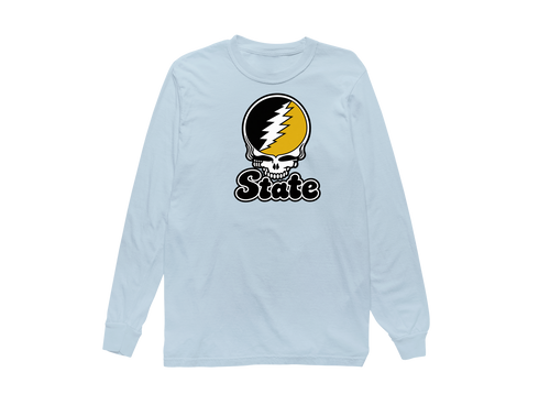 West Virgina Stealie Premium Unisex Long-Sleeve — Design: West Virginia State University — Chambray