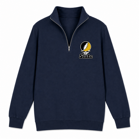 West Virgina Stealie Premium Unisex Quarter-Zip — Design: West Virginia State University — Navy