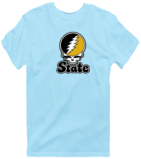 West Virgina Stealie Premium Unisex T-Shirt — Design: West Virginia State University — Light Blue