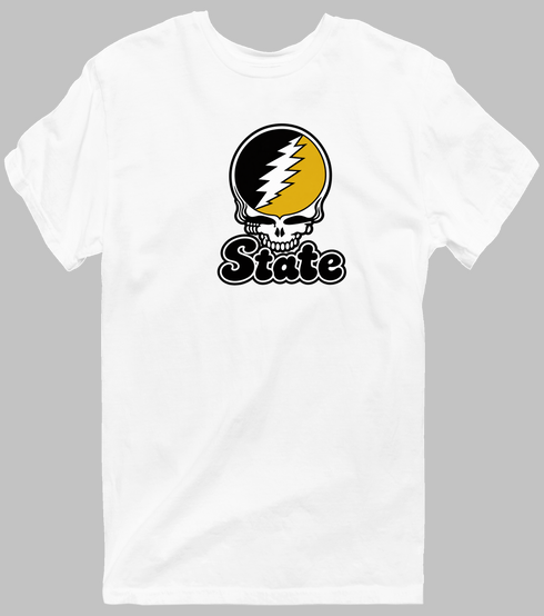 West Virgina Stealie Premium Unisex T-Shirt — Design: West Virginia State University — White