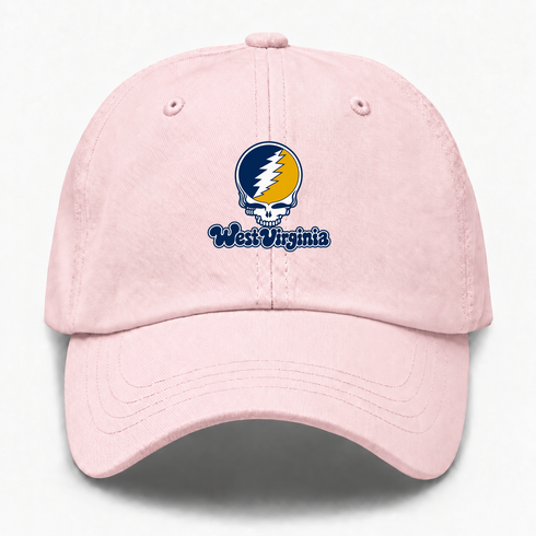 West Virginia Stealie Premium Unisex Dad Hat — Design: West Virginia University — Pink