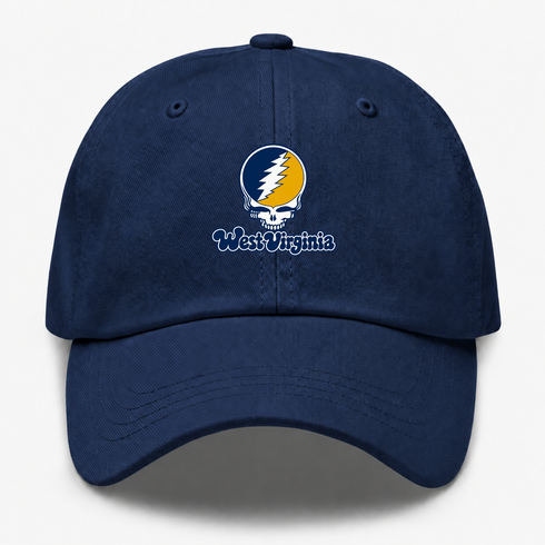 West Virginia Stealie Premium Unisex Dad Hat — Design: West Virginia University — Navy
