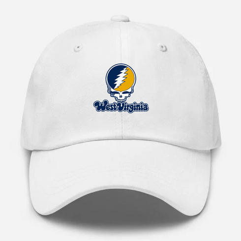 West Virginia Stealie Premium Unisex Dad Hat — Design: West Virginia University — White