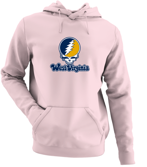 West Virginia Stealie Premium Unisex Hoodie — Design: West Virginia University — Light Pink