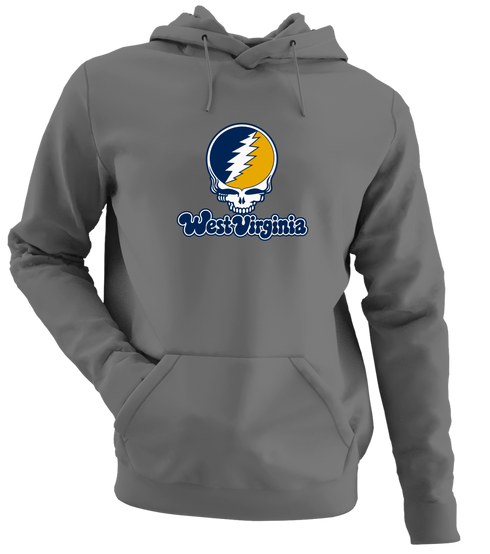 West Virginia Stealie Premium Unisex Hoodie — Design: West Virginia University — Charcoal