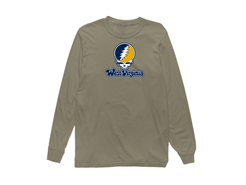 West Virginia Stealie Premium Unisex Long-Sleeve — Design: West Virginia University — Sandstone