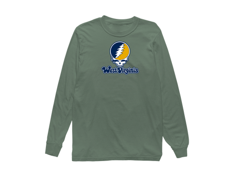 West Virginia Stealie Premium Unisex Long-Sleeve — Design: West Virginia University — Light Green