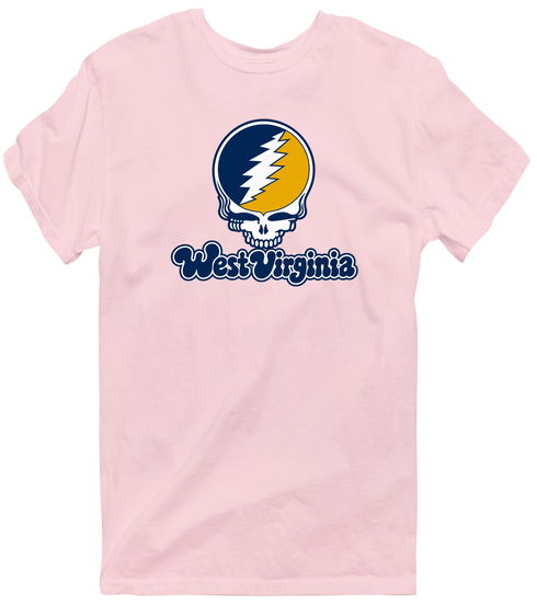 West Virginia Stealie Premium Unisex T-Shirt — Design: West Virginia University — Light Pink