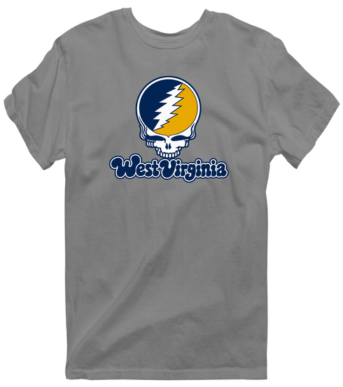 West Virginia Stealie Premium Unisex T-Shirt — Design: West Virginia University — Dark Heather