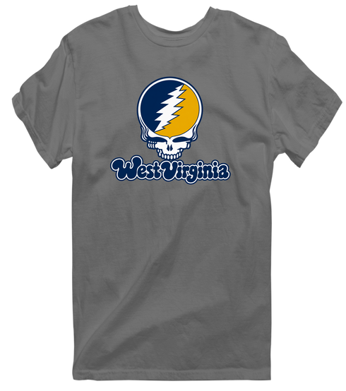 West Virginia Stealie Premium Unisex T-Shirt — Design: West Virginia University — Charcoal