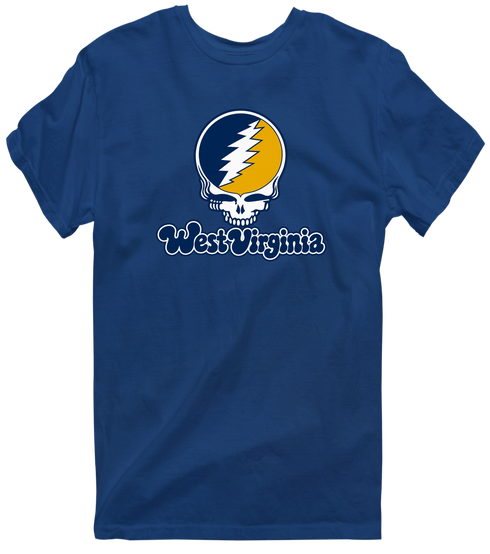 West Virginia Stealie Premium Unisex T-Shirt — Design: West Virginia University — Navy