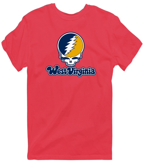 West Virginia Stealie Premium Unisex T-Shirt — Design: West Virginia University — Heather Red