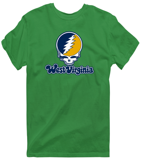 West Virginia Stealie Premium Unisex T-Shirt — Design: West Virginia University — Irish Green