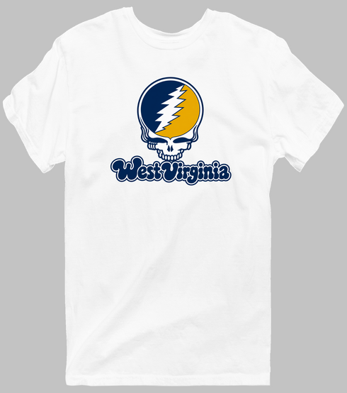 West Virginia Stealie Premium Unisex T-Shirt — Design: West Virginia University — White