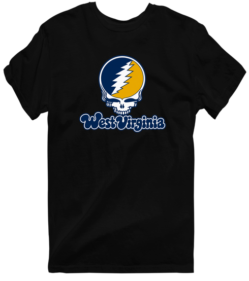 West Virginia Stealie Premium Unisex T-Shirt — Design: West Virginia University — Black