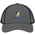 West Virginia Stealie Premium Unisex Trucker Cap — Design: West Virginia University — Charcoal/Black