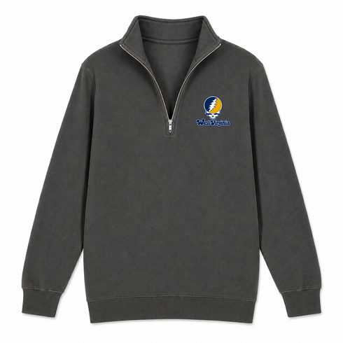 West Virginia Stealie Premium Unisex Quarter-Zip — Design: West Virginia University — Charcoal