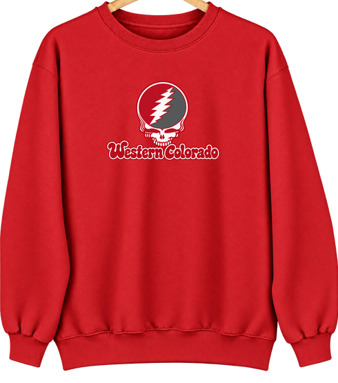 Western Colorado Stealie Premium Unisex Crewneck — Design: Western State Colorado University — Red