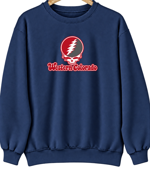 Western Colorado Stealie Premium Unisex Crewneck — Design: Western State Colorado University — Navy