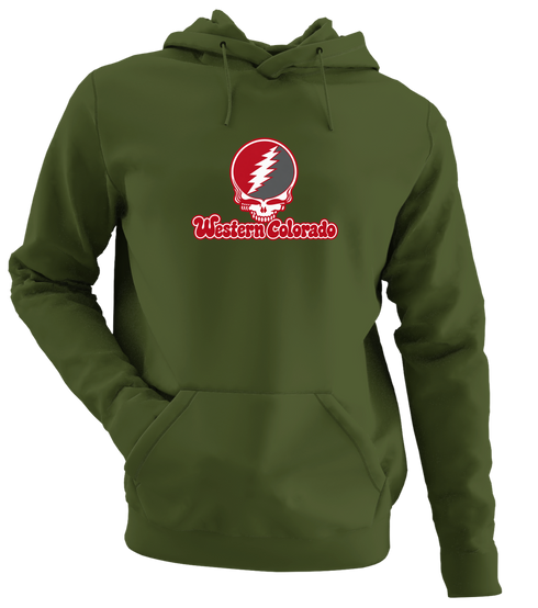 Western Colorado Stealie Premium Unisex Hoodie — Design: Western State Colorado University — Military Green