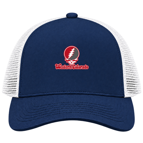 Western Colorado Stealie Premium Unisex Trucker Cap — Design: Western State Colorado University — Navy/White