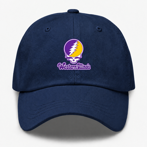 Western Illinois Stealie Premium Unisex Dad Hat — Design: Western Illinois University — Navy