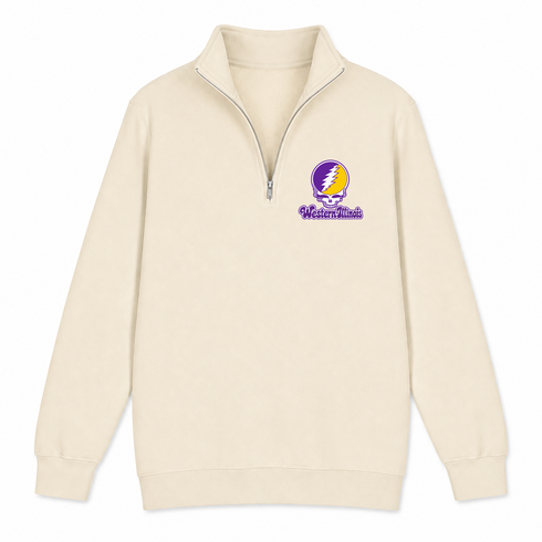 Western Illinois Stealie Premium Unisex Quarter-Zip — Design: Western Illinois University — Sand