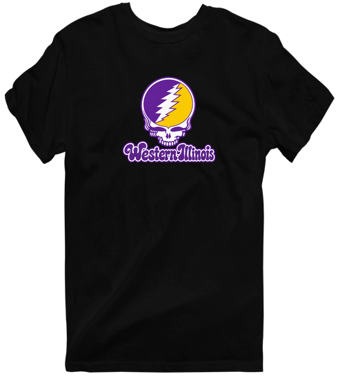 Western Illinois Stealie Premium Unisex T-Shirt — Design: Western Illinois University — Black