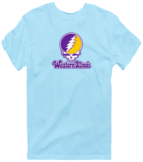 Western Illinois Stealie Premium Unisex T-Shirt — Design: Western Illinois University — Light Blue