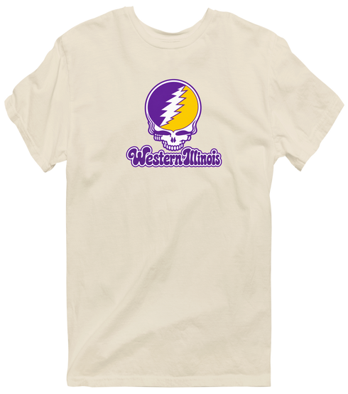 Western Illinois Stealie Premium Unisex T-Shirt — Design: Western Illinois University — Sand