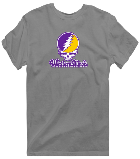 Western Illinois Stealie Premium Unisex T-Shirt — Design: Western Illinois University — Dark Heather
