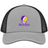 Western Illinois Stealie Premium Unisex Trucker Cap — Design: Western Illinois University — Heather Grey/Black
