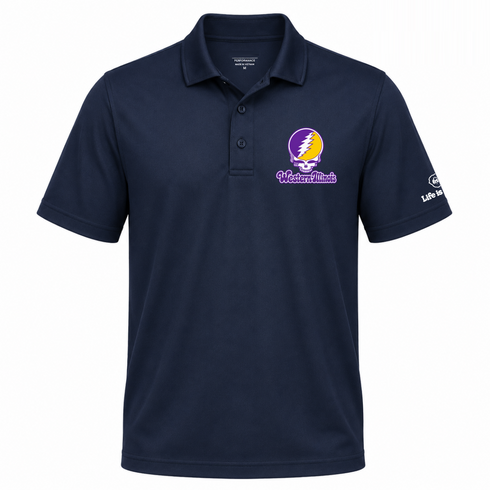 Western Illinois Stealie Premium Unisex Polo — Design: Western Illinois University — Navy