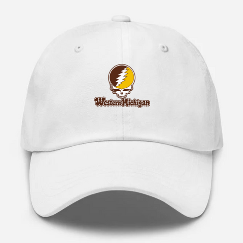 Western Michigan Stealie Premium Unisex Dad Hat — Design: Western Michigan University — White