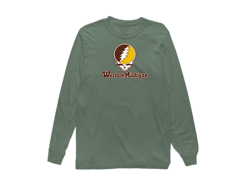 Western Michigan Stealie Premium Unisex Long-Sleeve — Design: Western Michigan University — Light Green