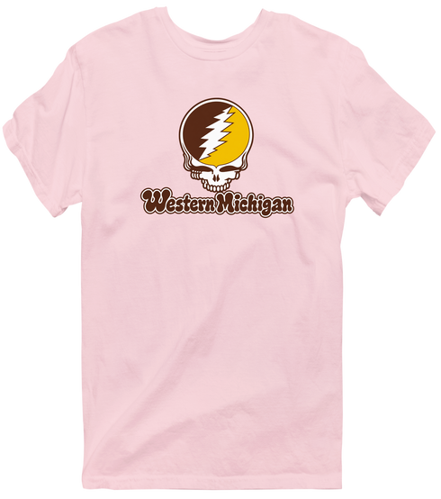 Western Michigan Stealie Premium Unisex T-Shirt — Design: Western Michigan University — Light Pink