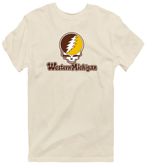 Western Michigan Stealie Premium Unisex T-Shirt — Design: Western Michigan University — Sand