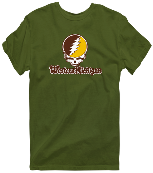 Western Michigan Stealie Premium Unisex T-Shirt — Design: Western Michigan University — Military Green