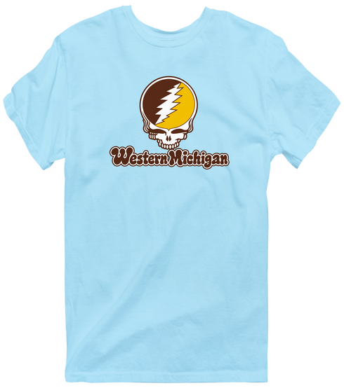 Western Michigan Stealie Premium Unisex T-Shirt — Design: Western Michigan University — Light Blue