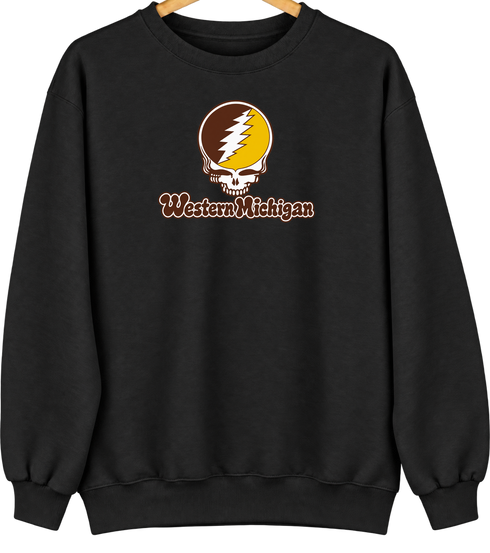 Western Michigan Stealie Premium Unisex Crewneck — Black